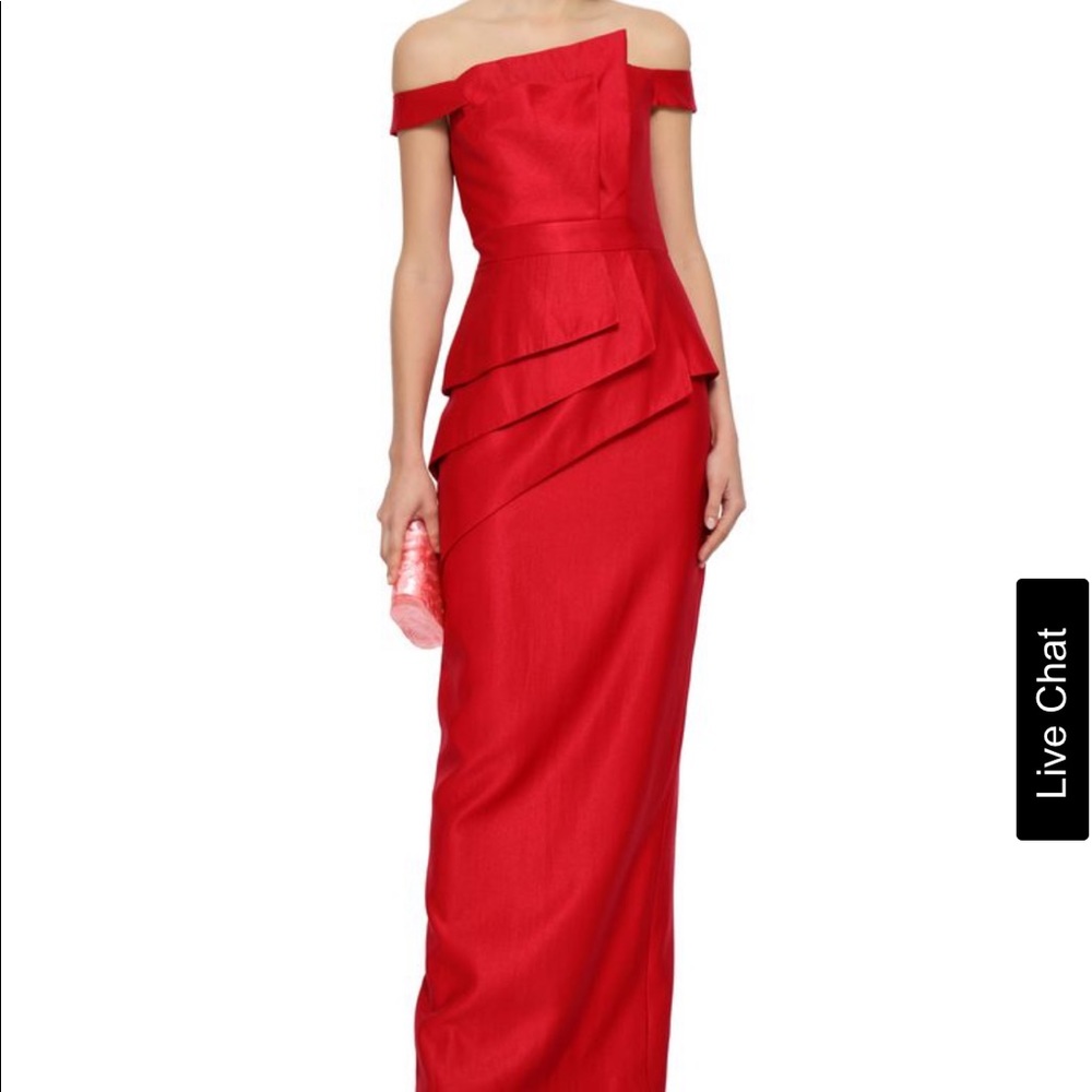 BLACK HALO Laurel Berman Off the shoulder layered